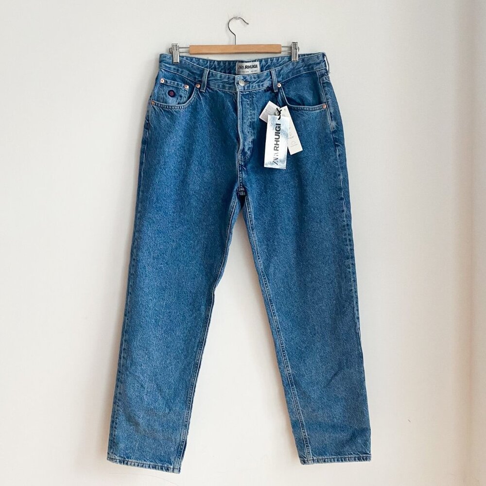 NWT Zara Rhuigi Medium Wash Baggy Relaxed Fit men's jeans 36W